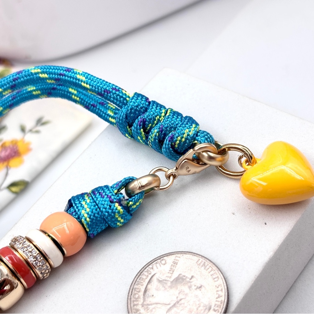 Roxanne Assoulin The Super Size Happy Cord Necklace with yellow charm firm price - Picture 6 of 7